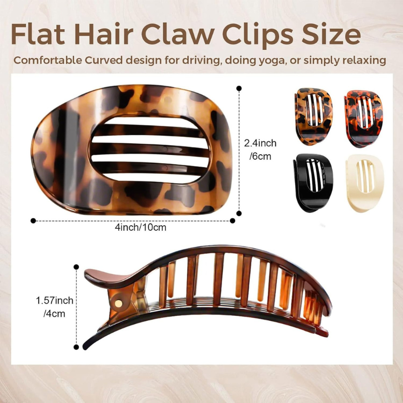 4 Pcs Flat Hair Claw Clips