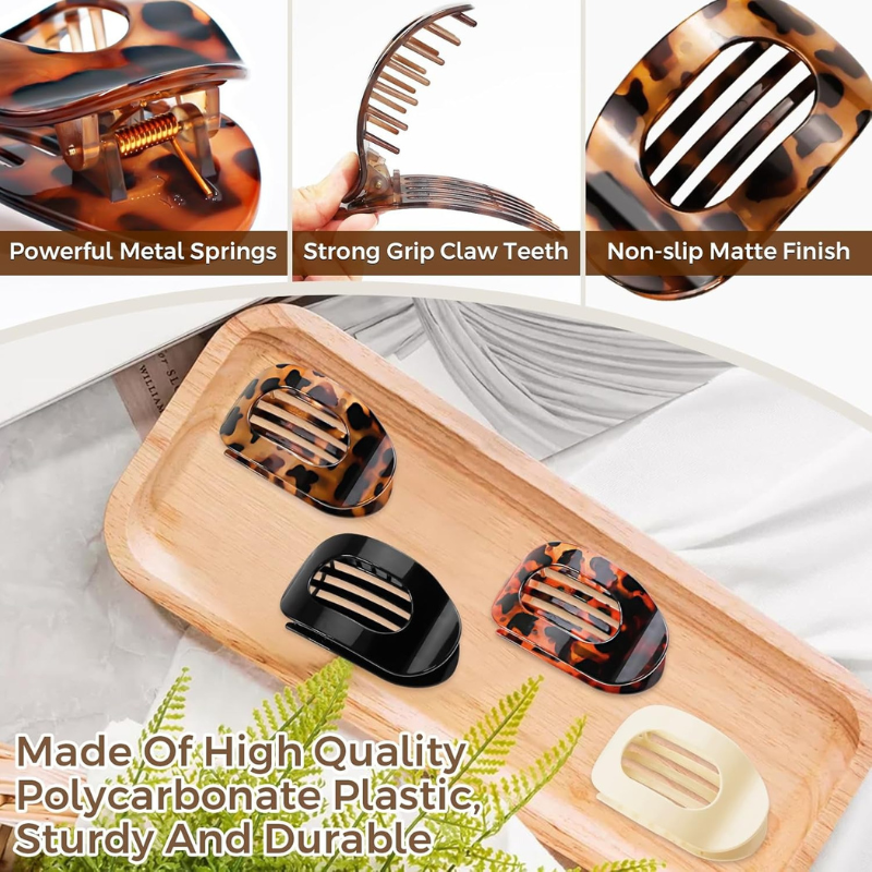 4 Pcs Flat Hair Claw Clips